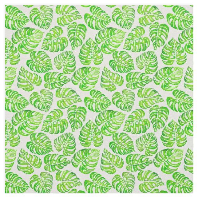 Tissu Aquarelle feuille Monstera (Échantillon)