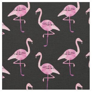 Tissu Aquarelle Flamant rose rose Silhouette Motif