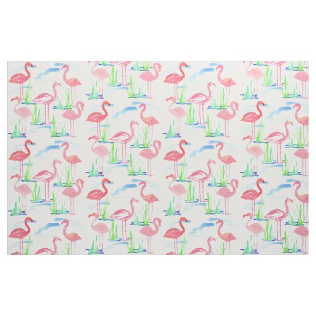 Tissu Aquarelle Flamants roses roses (Fat Quarter)