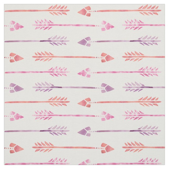 Tissu Aquarelle Flèches rose et orange (Échantillon)