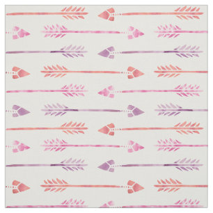 Tissu Aquarelle Flèches roses et orange