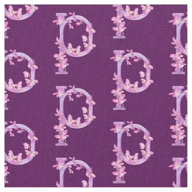 Tissu Aquarelle fleurie de l'orchidée violette du monogr (Fermer)