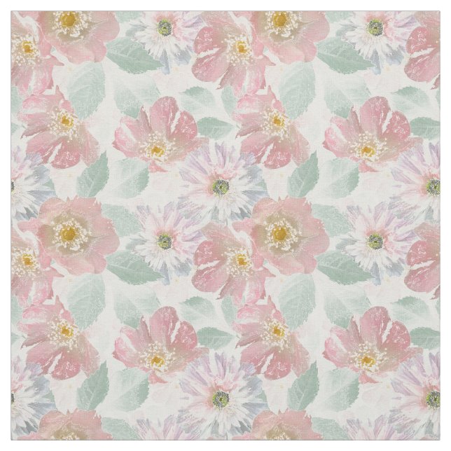 Tissu Aquarelle fleurs délicates. (Échantillon)