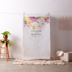 Tissu Aquarelle Fleurs Mariage Photo Booth fond