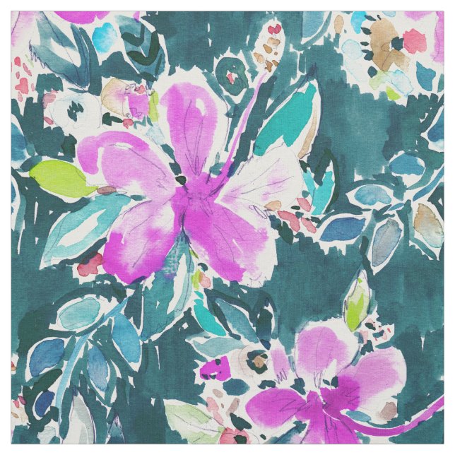 Tissu Aquarelle florale chic tropicale de POP Boho de (Échantillon)