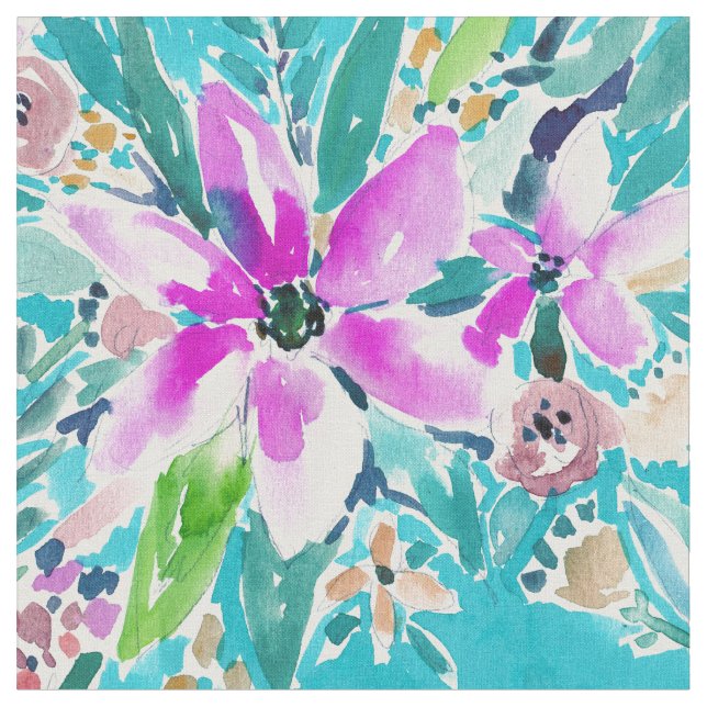 Tissu Aquarelle florale de BIENVEILLANCE TROPICALE (Fermer)