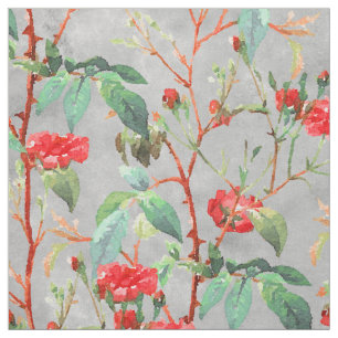 Tissu Aquarelle florale de corail vintage de jardin de