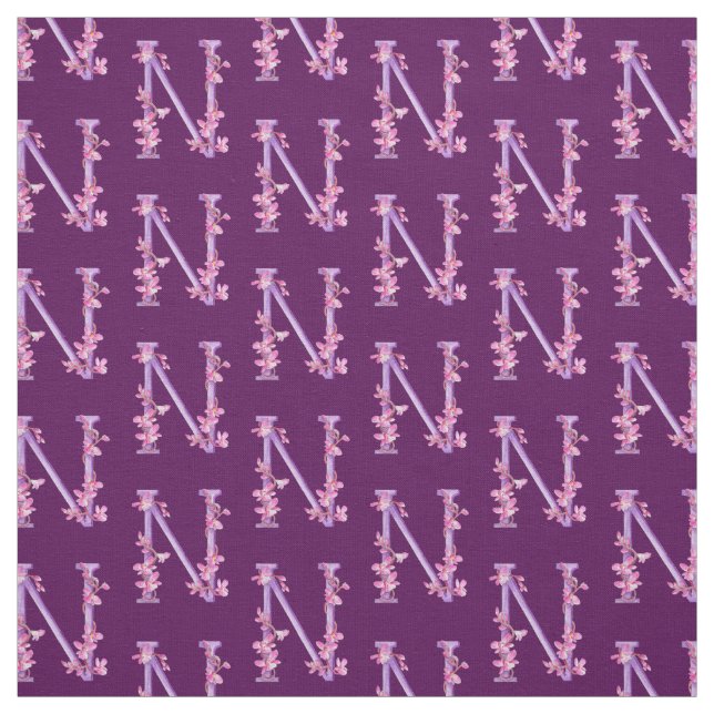 Tissu Aquarelle florale de l'orchidée violette du monogr (Échantillon)