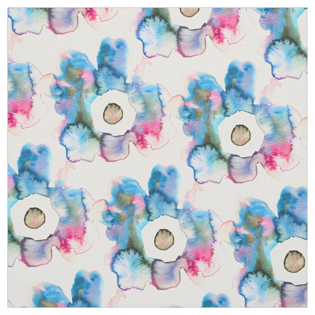 Tissu Aquarelle florale dessinée main art abstrait (Échantillon)