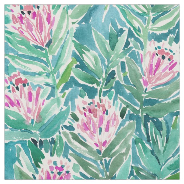 Tissu Aquarelle florale tropicale de PARADIS de PROTEA (Échantillon)