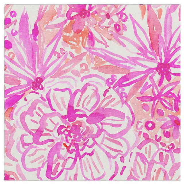 Tissu Aquarelle florale tropicale de rose (Fermer)