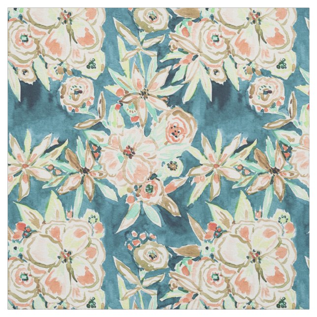 Tissu Aquarelle foncée Boho de CHAHUT floral (Échantillon)
