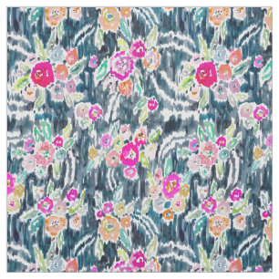 Tissu Aquarelle foncée gitane florale