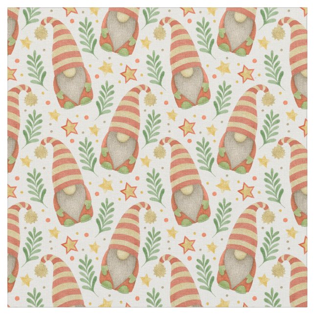 Tissu Aquarelle Gnome Scandinave Noël Mignon (Fermer)