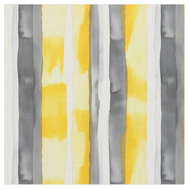 Tissu Aquarelle gris jaune blanc rayé (Fermer)