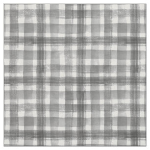 Tissu Aquarelle gris n blanc En vichy À damiers Motif