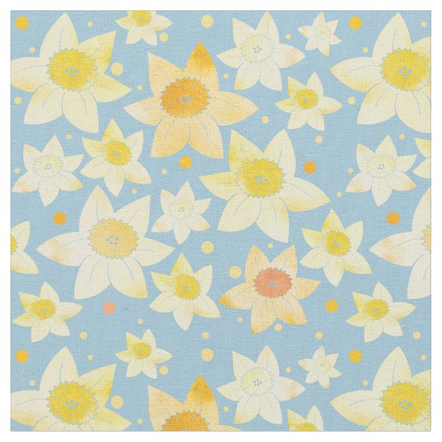 Tissu Aquarelle Jaune Daffodil & Motif de points (Fermer)