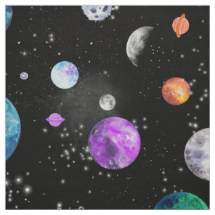 Tissu Aquarelle Les planètes spatiales Galaxy