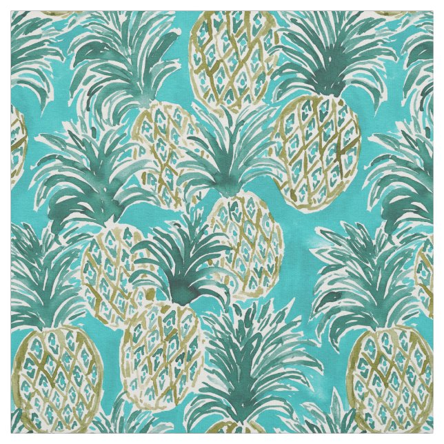 Tissu Aquarelle lunatique tropicale HEURE d'ANANAS (Échantillon)