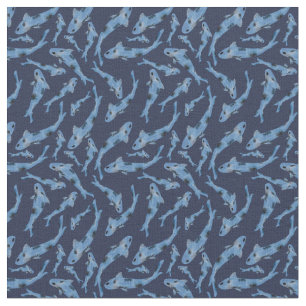 Tissu Aquarelle Marine Blue Koi Motif de poisson