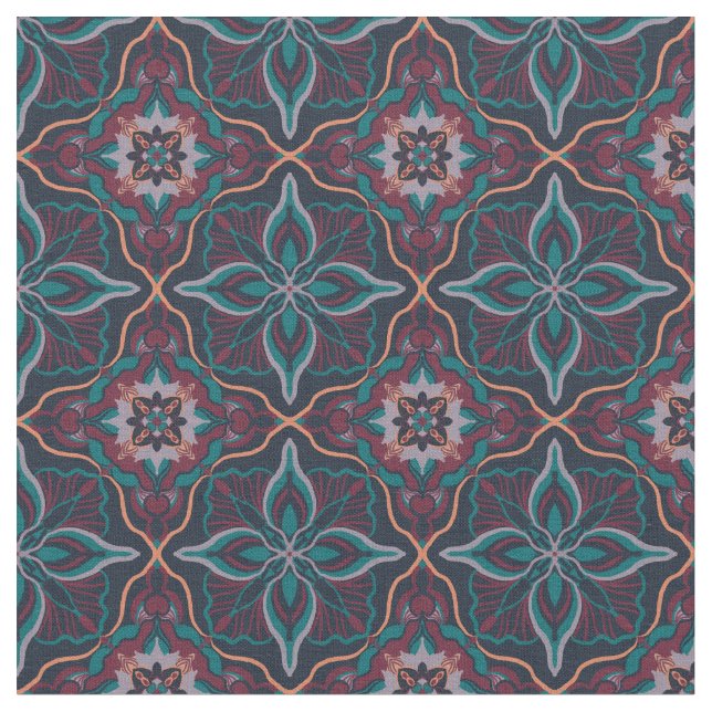 Tissu Aquarelle Marocaine moderne Tile géométrique (Fermer)