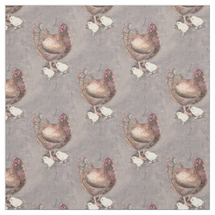 Tissu Aquarelle mère Hen et Chicks
