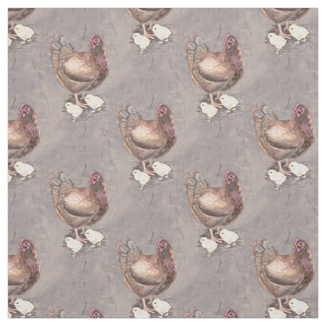 Tissu Aquarelle mère Hen et Chicks (Échantillon)