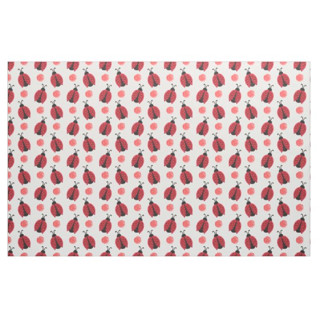 Tissu aquarelle mignon rouge ladybugs à petits pois (Fat Quarter)