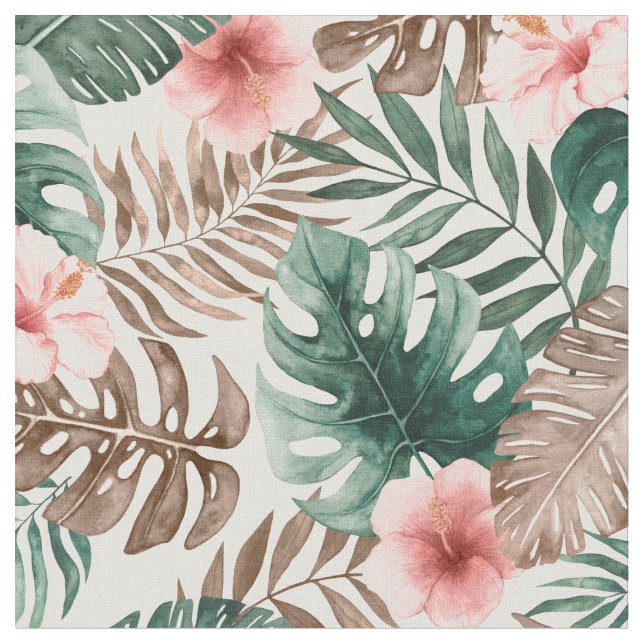 Tissu Aquarelle moderne Boho Tropical Floral (Fermer)