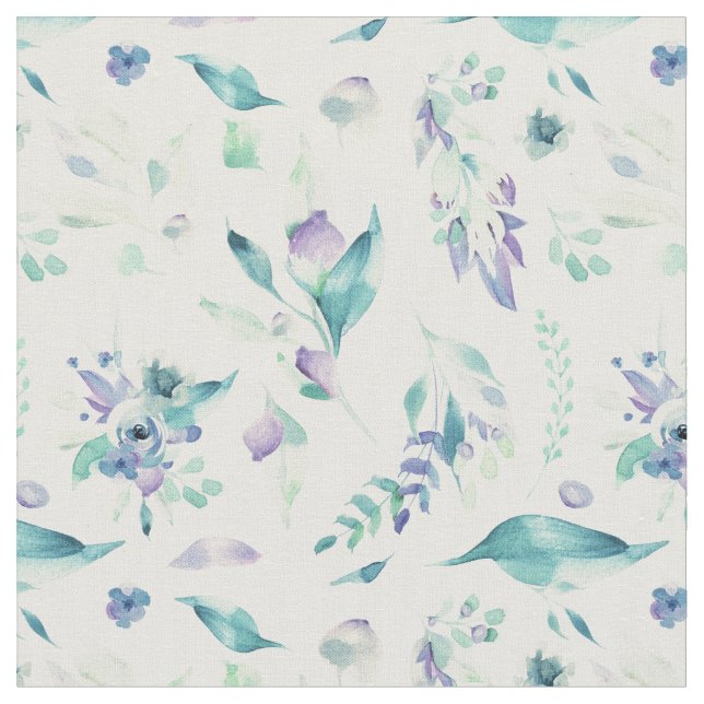 Tissu Aquarelle moderne de lavande de vert de jade (Fermer)