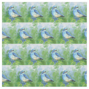 Tissu Aquarelle Montagne Bluebird Oiseau Nature Art