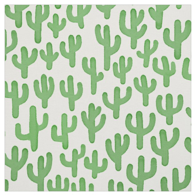 Tissu Aquarelle Motif Cactus - Vert (Échantillon)