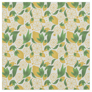 Tissu Aquarelle Motif de fruits de citron blanc