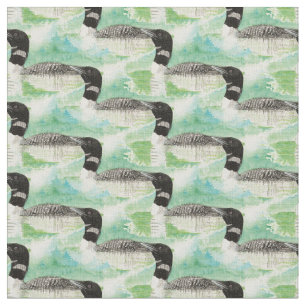 Tissu Aquarelle Oiseau commun Loon Nature Art