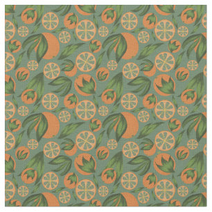 Tissu Aquarelle orange Turquoise Motif de fruits