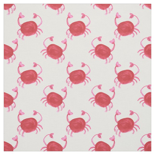 Tissu aquarelle originale crabe rouge mignon conception  (Échantillon)
