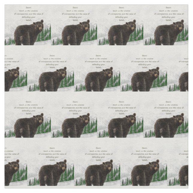 Tissu Aquarelle Ours Totem Esprit Guide animal (Fermer)