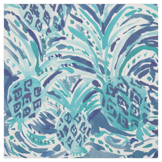 Tissu Aquarelle Painterly bleue de VAGUE d'ANANAS (Échantillon)