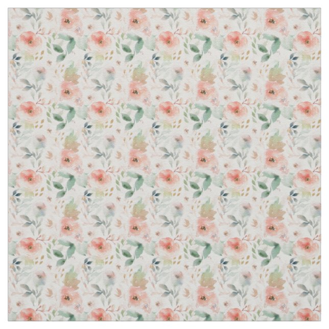 Tissu Aquarelle Peach Floral Soft Romantic Fabric (Échantillon)