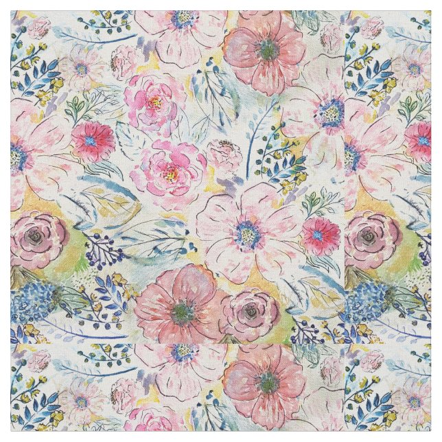Tissu Aquarelle peinture à la main design floral (Fermer)