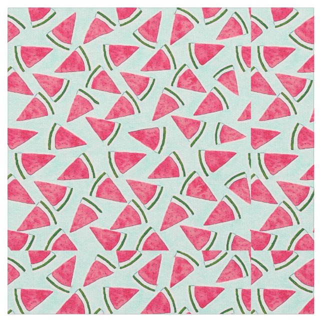 Tissu Aquarelle Pink Green Watermelon Triangles (Fermer)