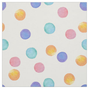 Tissu Aquarelle .pois multicolores.