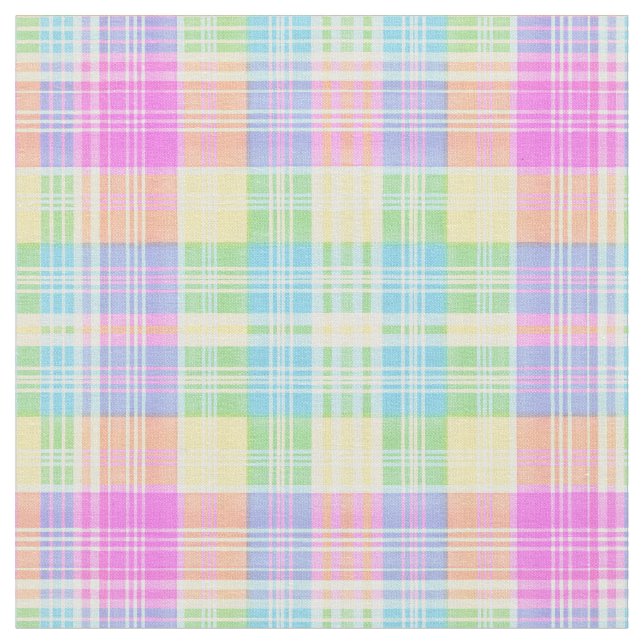 Tissu aquarelle preppy été plaid pastels (Fermer)