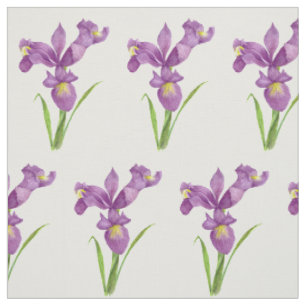 Tissu Aquarelle Purple Irises Illustration botanique