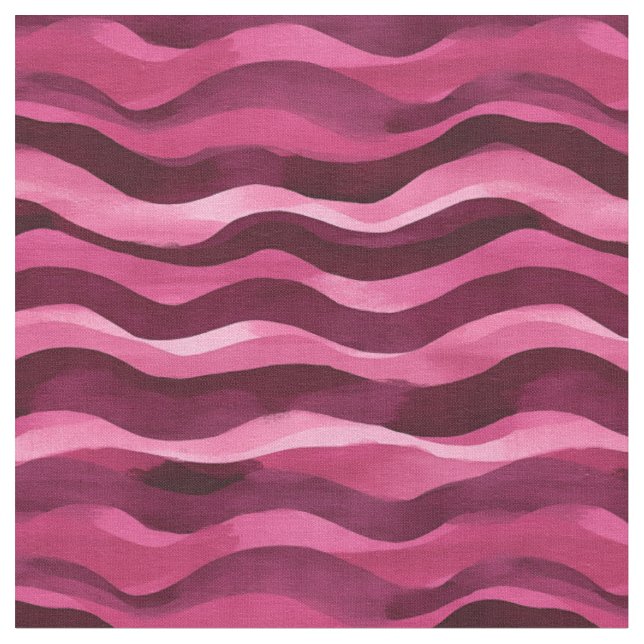 Tissu Aquarelle rose et rose foncé Lignes ondulées (Fermer)