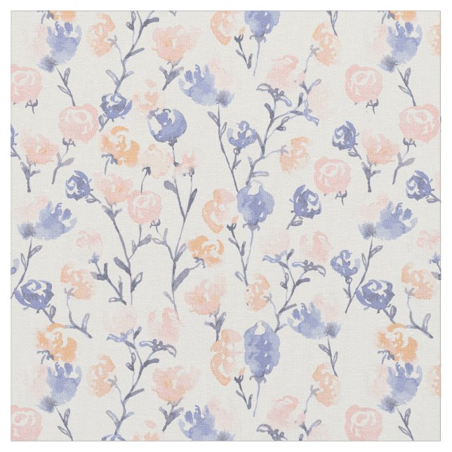 Tissu Aquarelle rose et violet motif floral (Fermer)