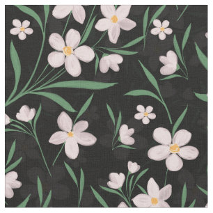 Tissu Aquarelle rose Floral Botanique Motif noir