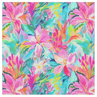 Tissu Aquarelle rose Lily Oasis