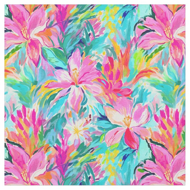 Tissu Aquarelle rose Lily Oasis (Fermer)