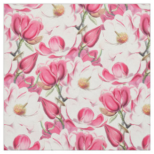 Tissu Aquarelle rose Magnolia Motif
